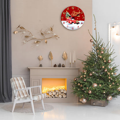Merry Christmas Wall Clock Silent Non-Ticking Battery Operated Christmas Tree Decorations Indoor Home Decor Clearance