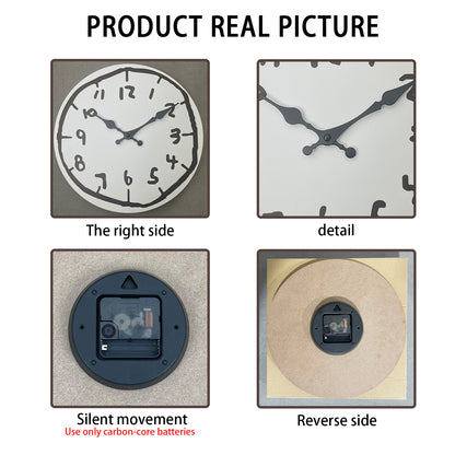 White Wall Clock Minimalist Unique Decorative Clock Ornament for Study Room Bedroom Home Office, White