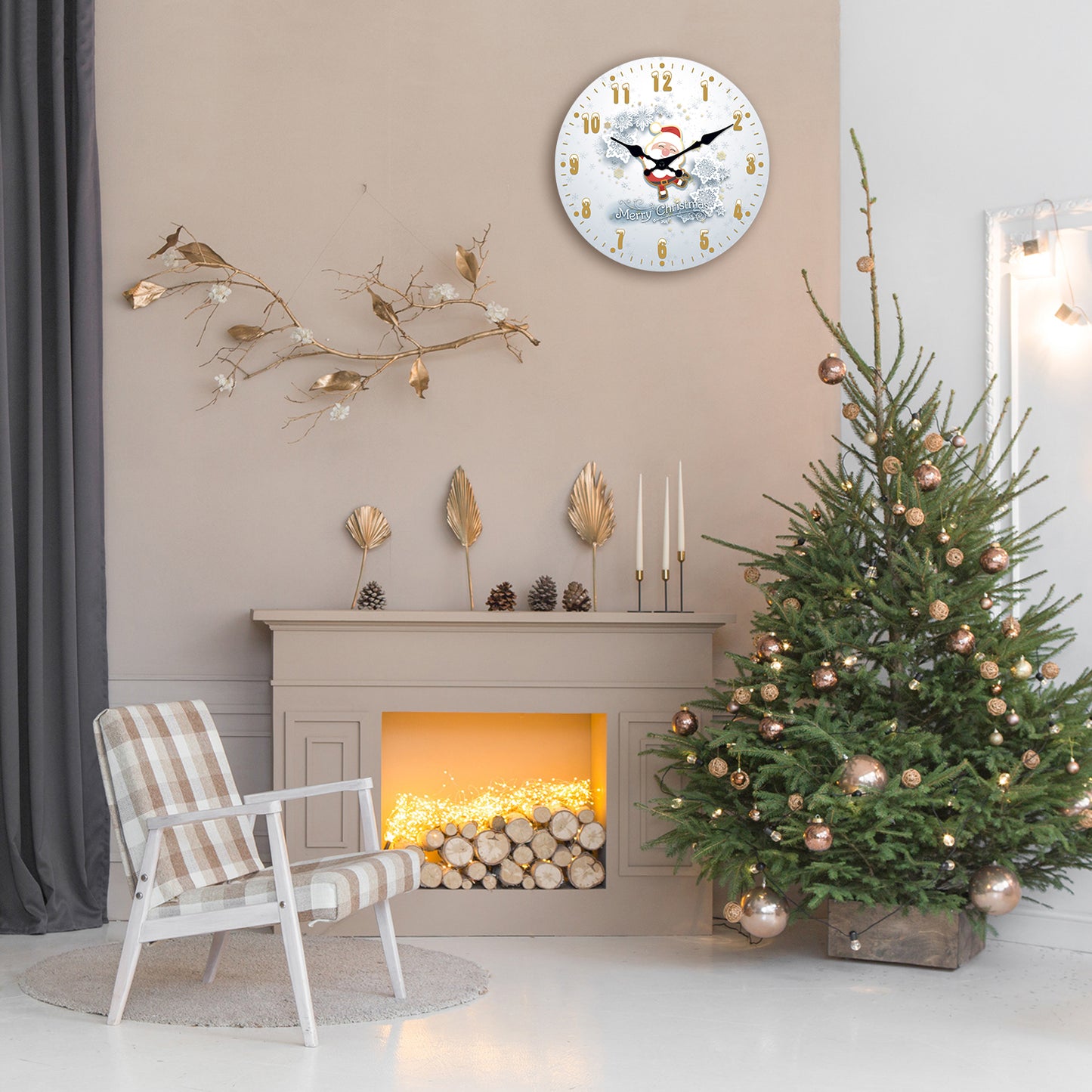 Christmas Wall Clock Silent Non-Ticking Battery Operated Christmas  Clearance Decorations Indoor Home Decor