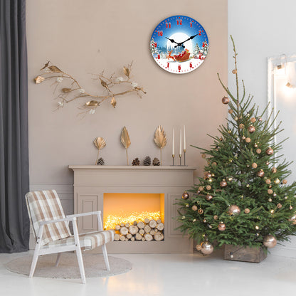 Christmas Wall Clock Christmas Decorations Santa Claus Silent Non-Ticking Battery Operated Indoor Home Decor Clearance