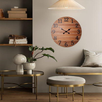 Constantplanet Wooden Wall Clock Silent Non-Ticking Movement Battery Operated Decorative Clock for Living Room, Bedroom, Kitchen
