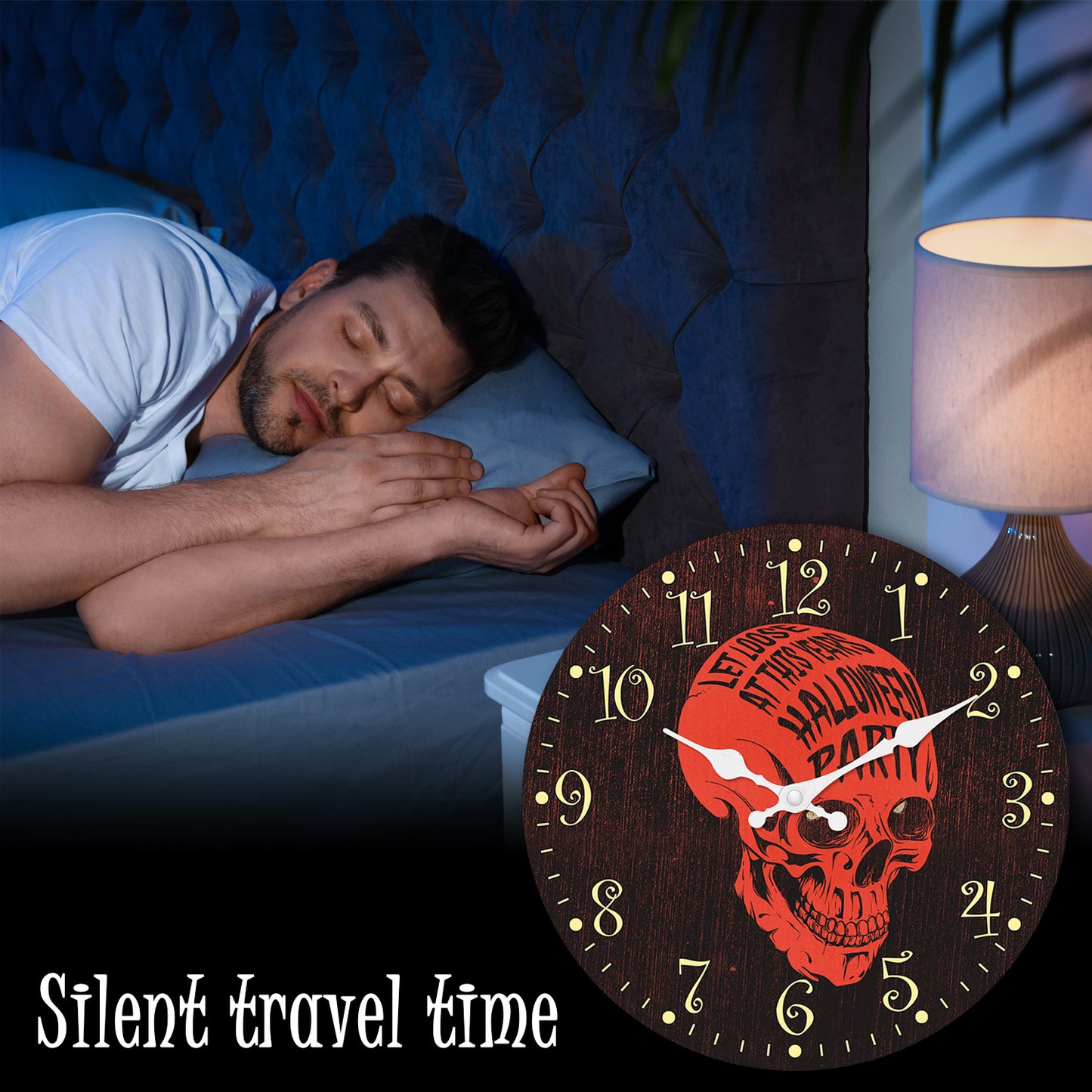 Orologio da parete decorativo senza ticchettio per la notte di Halloween, stile Nightmare Before Christmas, per camera da letto, cucina, soggiorno, scuola