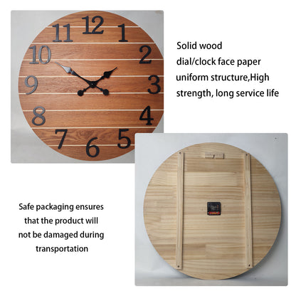 Constantplanet Wooden Wall Clock Silent Non-Ticking Movement Battery Operated Decorative Clock for Living Room, Bedroom, Kitchen