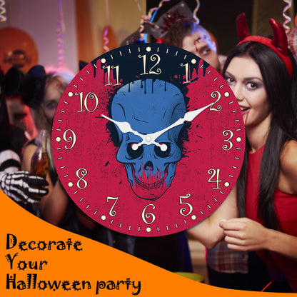 Halloween Night Wall Clock Non Ticking Decorative Nightmare Before Christmas Clock for Bedroom Kitchen Living Room School