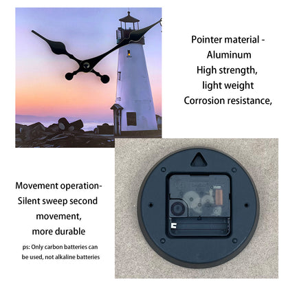 Beach Wall Clock Battery Operated 16 inch Non-ticking Coastal Clocks for Livingroom, Bedroom, Kitchen, bathroom