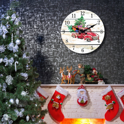 Farmhouse Christmas Wall Clock Retro style Silent Non-Ticking Battery Operated Christmas Decorations Indoor Home Decor Clearance