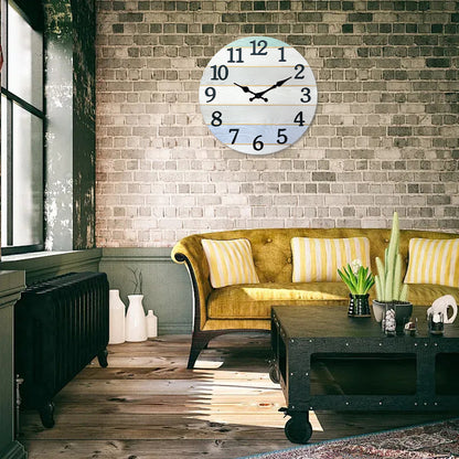 Constantplanet Wooden Wall Clock Silent Non-Ticking Movement Battery Operated Decorative Clock for Living Room, Bedroom, Kitchen