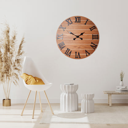 Constantplanet Wooden Wall Clock Silent Non-Ticking Movement Battery Operated Decorative Clock for Living Room, Bedroom, Kitchen
