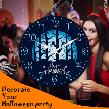 Halloween Night Wall Clock Non Ticking Decorative Nightmare Before Christmas Clock for Bedroom Kitchen Living Room School