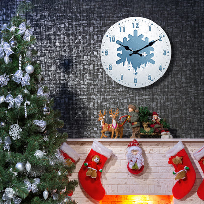 Snow Scene Reindeer  Christmas Wall Clock Silent Non-Ticking Battery Operated Christmas Decorations Indoor Home Decor Clearance