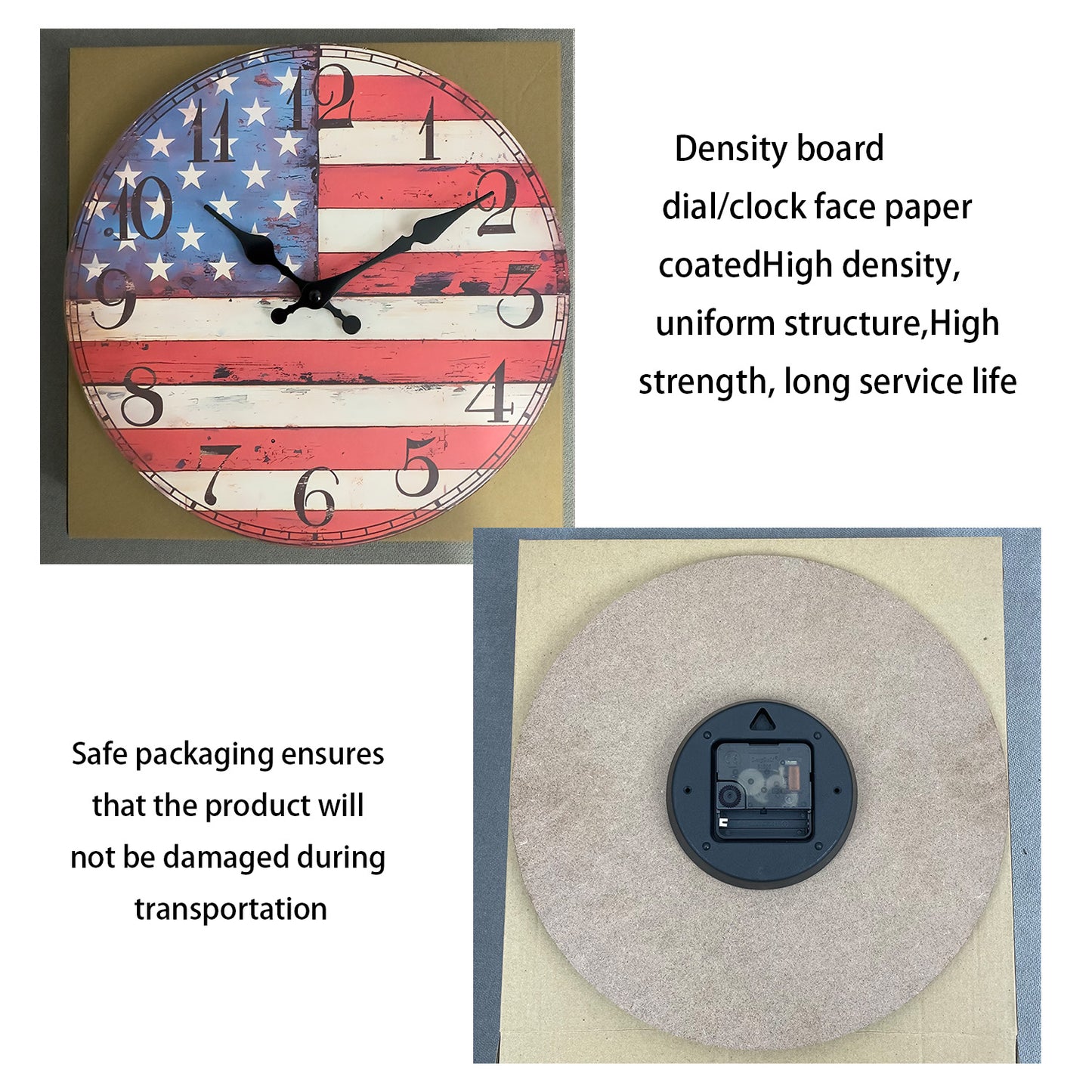 Orologio da parete con bandiere americane, 14 pollici, a batteria, senza ticchettio, grande, facile da leggere, per ufficio, aula, scuola, casa, cucina