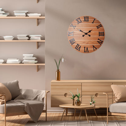 Constantplanet Wooden Wall Clock Silent Non-Ticking Movement Battery Operated Decorative Clock for Living Room, Bedroom, Kitchen