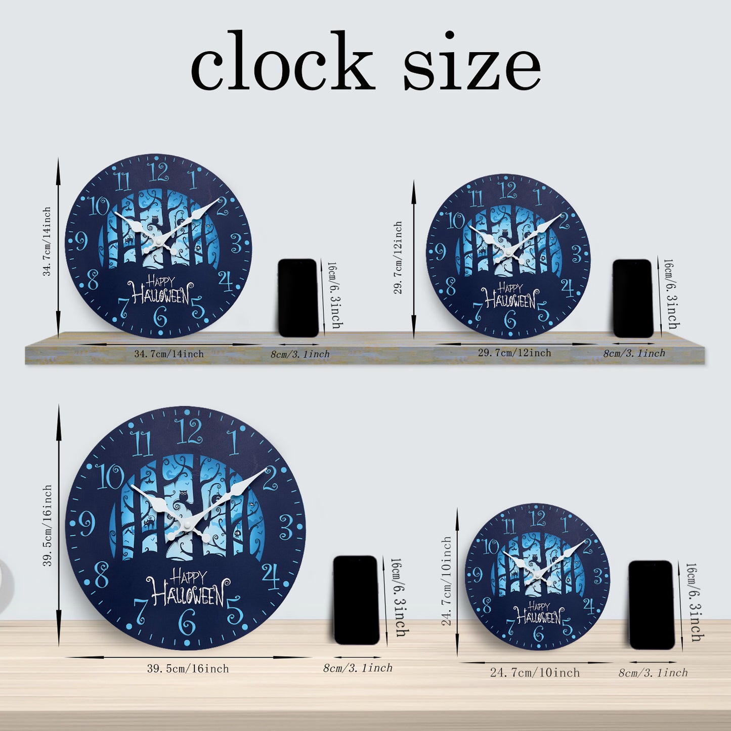 Halloween Night Wall Clock Non Ticking Decorative Nightmare Before Christmas Clock for Bedroom Kitchen Living Room School