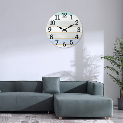 Constantplanet Wooden Wall Clock Silent Non-Ticking Movement Battery Operated Decorative Clock for Living Room, Bedroom, Kitchen