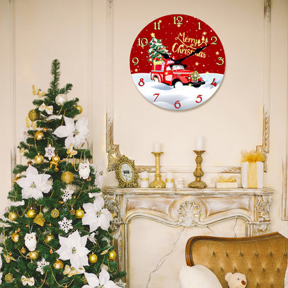Merry Christmas Wall Clock Silent Non-Ticking Battery Operated Christmas Tree Decorations Indoor Home Decor Clearance