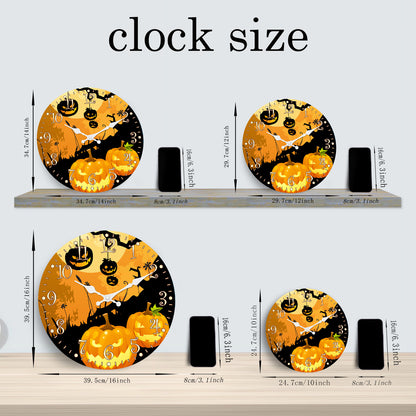 Orologio da parete per la notte di Halloween, decorazione autunnale con zucca, orologio senza ticchettio, decorativo per camera da letto, cucina, soggiorno, scuola