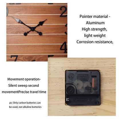 Constantplanet Wooden Wall Clock Silent Non-Ticking Movement Battery Operated Decorative Clock for Living Room, Bedroom, Kitchen