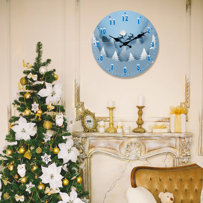 Christmas Snow Scene Reindeer Wall Clock Silent Non-Ticking Battery Operated Christmas Decorations Indoor Home Decor Clearance
