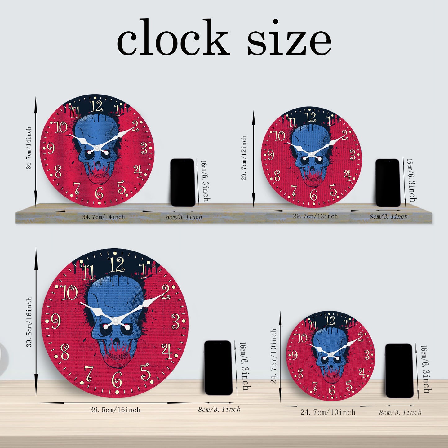 Halloween Night Wall Clock Non Ticking Decorative Nightmare Before Christmas Clock for Bedroom Kitchen Living Room School