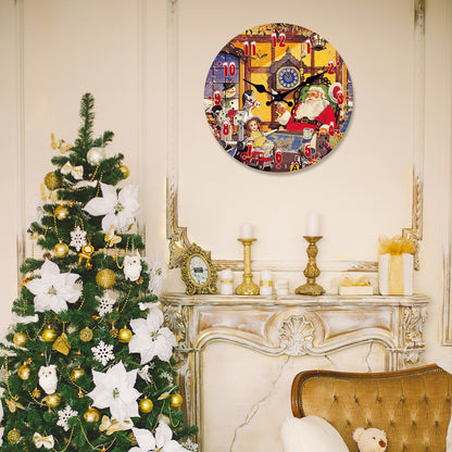 A letter from Santa Claus Christmas Wall Clock Silent Non-Ticking Battery Operated Christmas Decorations Indoor Home Decor Clearance