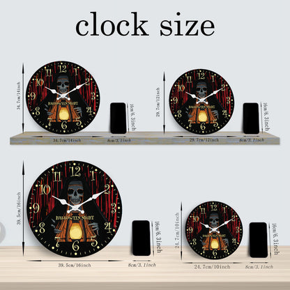 Halloween Night Wall Clock Gothic Wall Clock Non Ticking Decorative for Bedroom Kitchen Living Room School