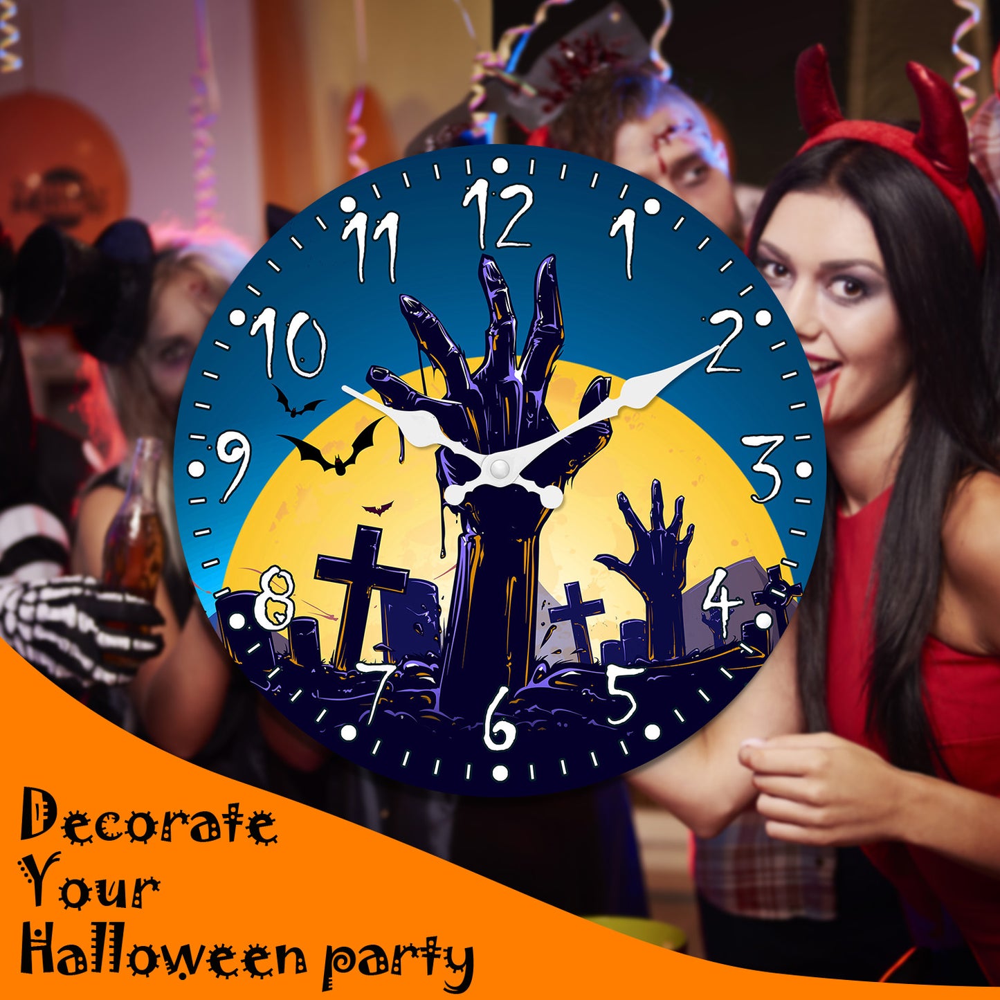 Halloween Wall Clock Crafts for Kids Silent Non Ticking Battery Operated Decorative Clock for Bedroom Kitchen Living Room School