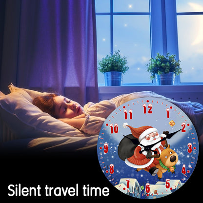 Christmas Santa Claus Wall Clock Silent Non-Ticking Battery Operated Christmas Decorations Indoor Home Decor Clearance