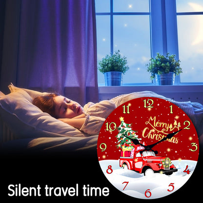 Merry Christmas Wall Clock Silent Non-Ticking Battery Operated Christmas Tree Decorations Indoor Home Decor Clearance