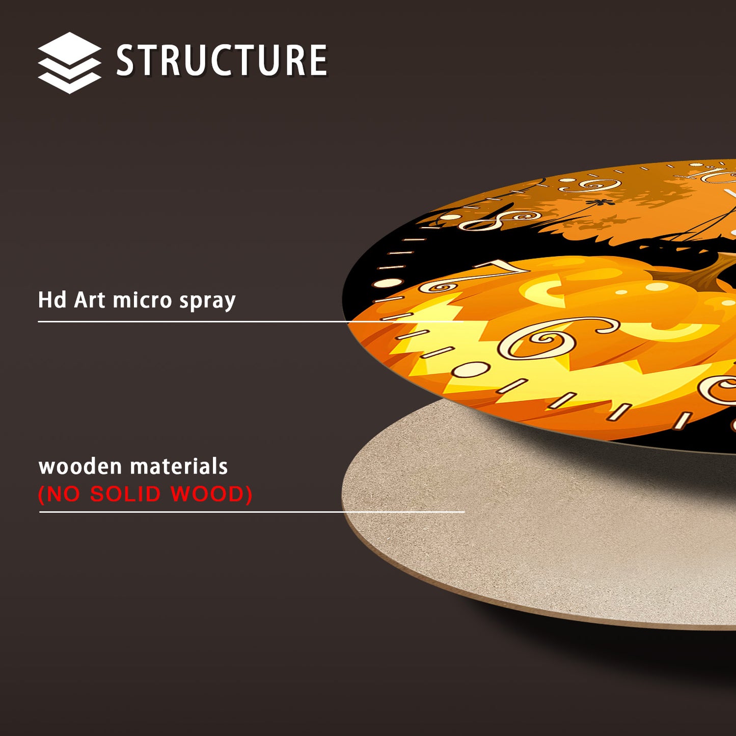 Orologio da parete per la notte di Halloween, decorazione autunnale con zucca, orologio senza ticchettio, decorativo per camera da letto, cucina, soggiorno, scuola