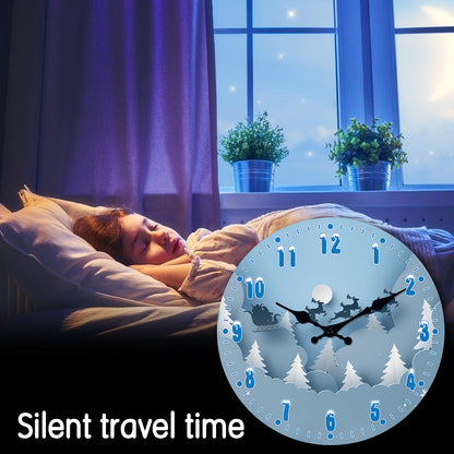 Christmas Snow Scene Reindeer Wall Clock Silent Non-Ticking Battery Operated Christmas Decorations Indoor Home Decor Clearance