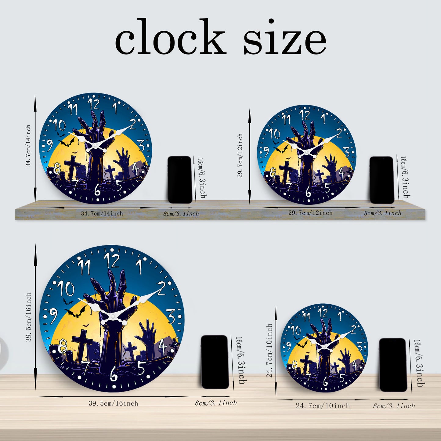 Halloween Wall Clock Crafts for Kids Silent Non Ticking Battery Operated Decorative Clock for Bedroom Kitchen Living Room School