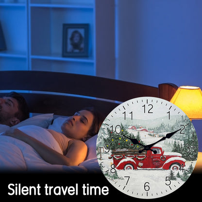 Farmhouse Christmas Wall Clock Silent Non-Ticking Battery Operated Christmas Decorations Indoor Home Decor Clearance