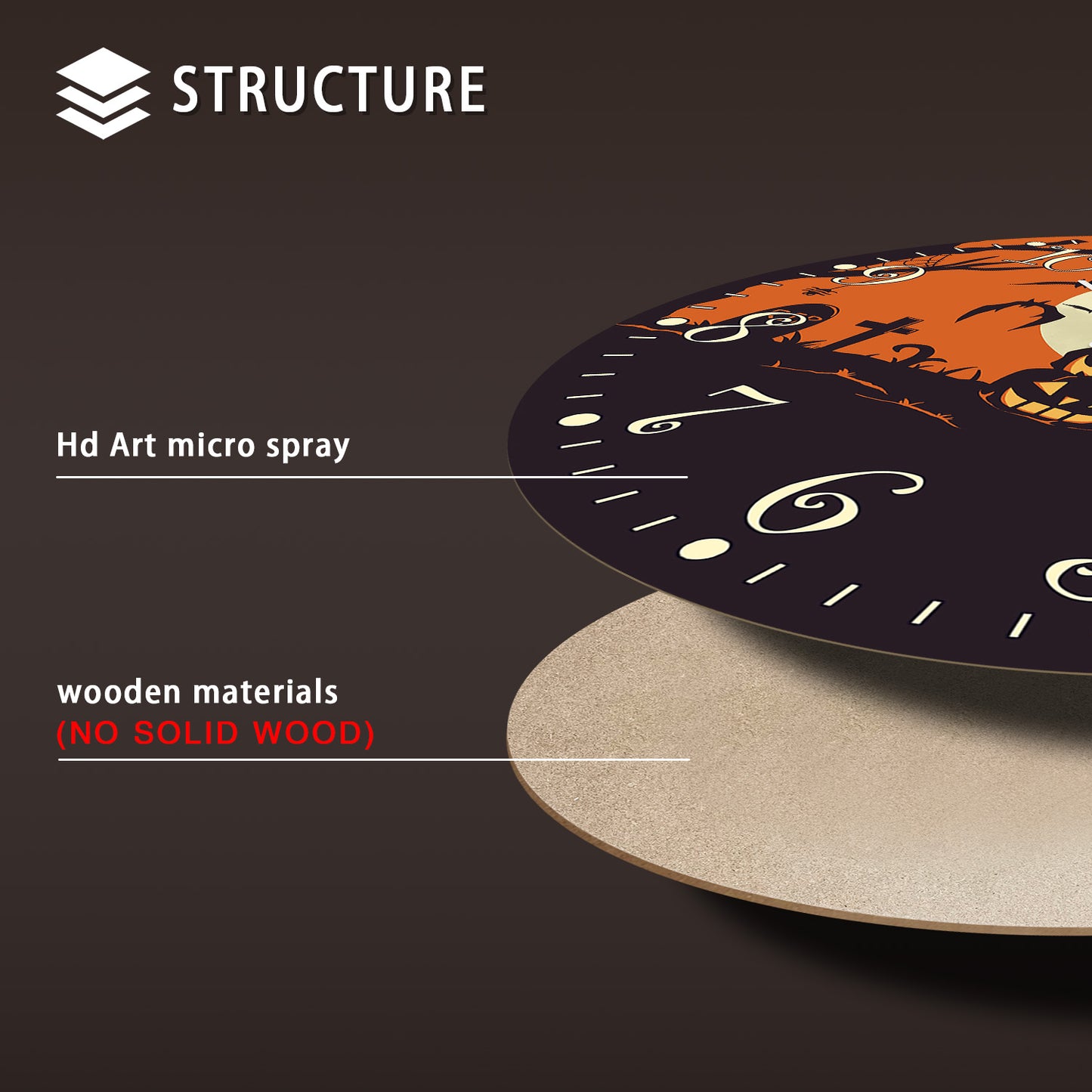 Orologio da parete per la notte di Halloween, decorazione autunnale con zucca, orologio senza ticchettio, decorativo per camera da letto, cucina, soggiorno, scuola