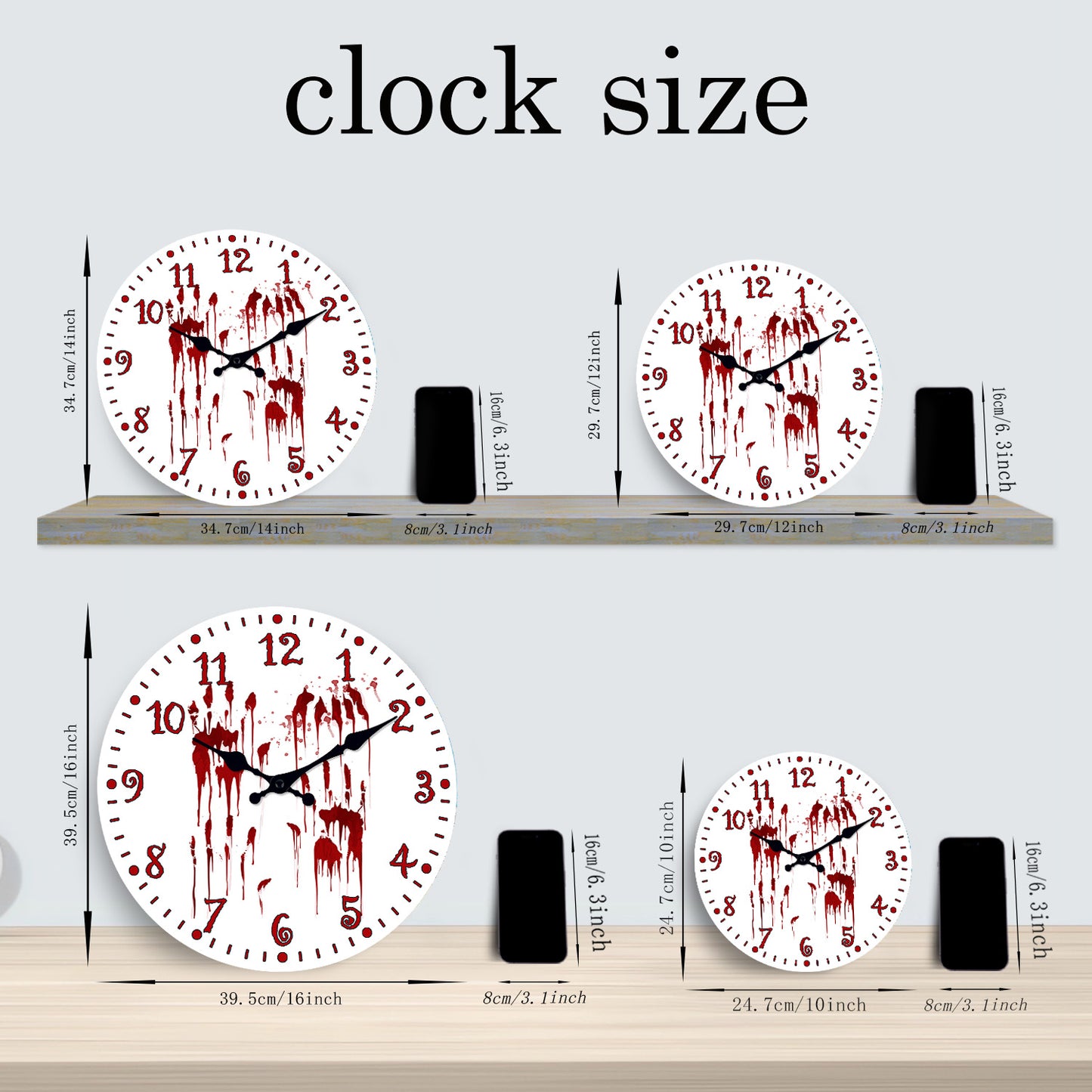 Halloween Vampire Wall Clock Nightmare Before Christmas Clock Non Ticking Decorative for Bedroom Kitchen Living Room School
