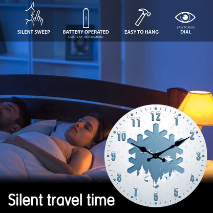 Snow Scene Reindeer  Christmas Wall Clock Silent Non-Ticking Battery Operated Christmas Decorations Indoor Home Decor Clearance