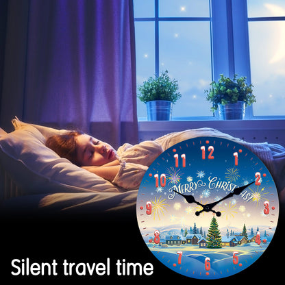 Merry Christmas Wall Clock Silent Non-Ticking Battery Operated Christmas Decorations Indoor Home Decor Clearance