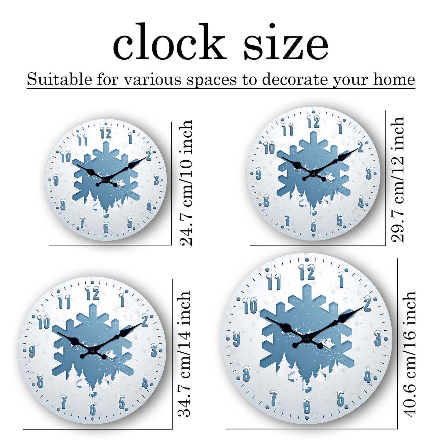 Snow Scene Reindeer  Christmas Wall Clock Silent Non-Ticking Battery Operated Christmas Decorations Indoor Home Decor Clearance