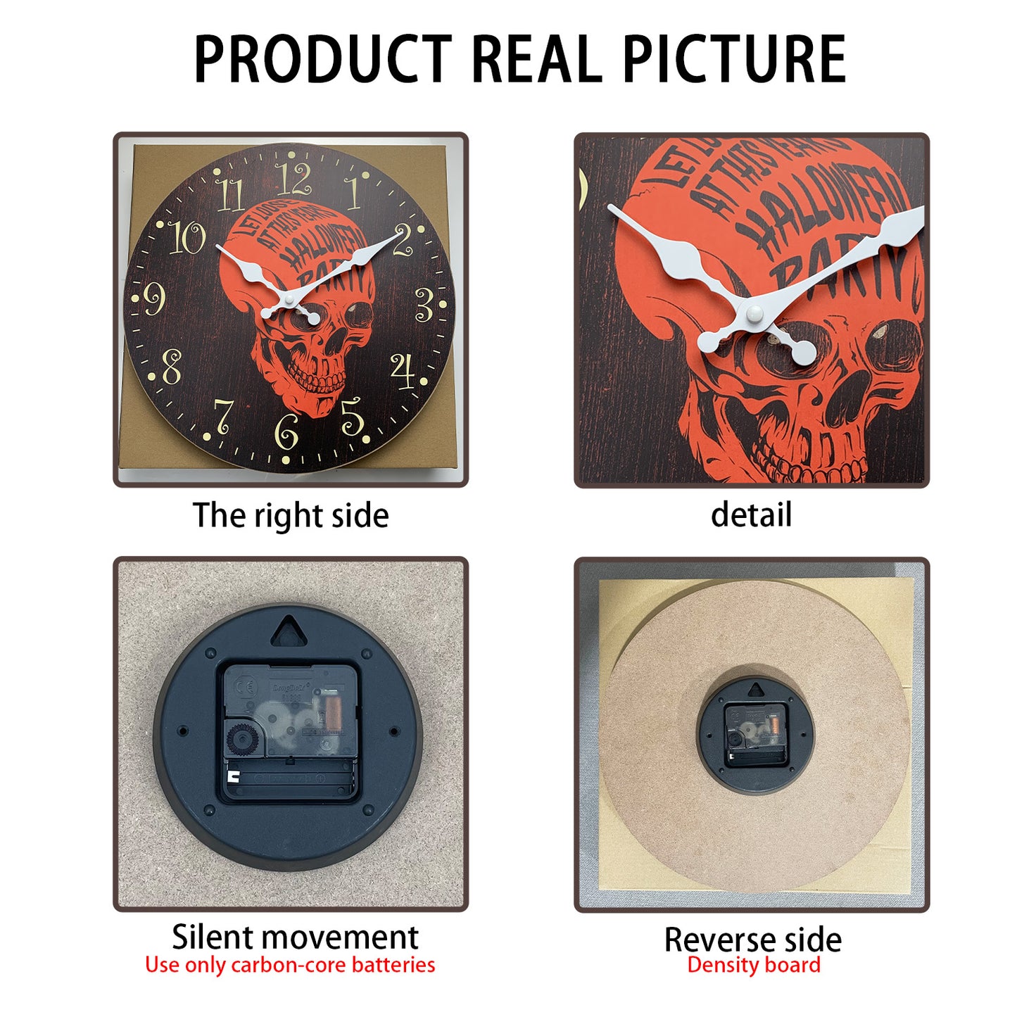 Orologio da parete decorativo senza ticchettio per la notte di Halloween, stile Nightmare Before Christmas, per camera da letto, cucina, soggiorno, scuola