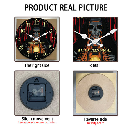 Halloween Night Wall Clock Gothic Wall Clock Non Ticking Decorative for Bedroom Kitchen Living Room School