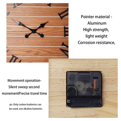 Constantplanet Wooden Wall Clock Silent Non-Ticking Movement Battery Operated Decorative Clock for Living Room, Bedroom, Kitchen