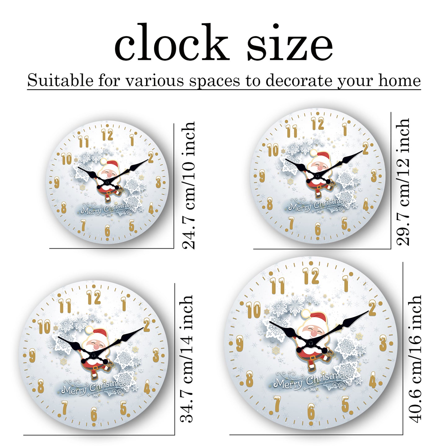 Christmas Wall Clock Silent Non-Ticking Battery Operated Christmas  Clearance Decorations Indoor Home Decor