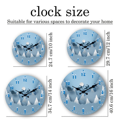 Christmas Snow Scene Reindeer Wall Clock Silent Non-Ticking Battery Operated Christmas Decorations Indoor Home Decor Clearance
