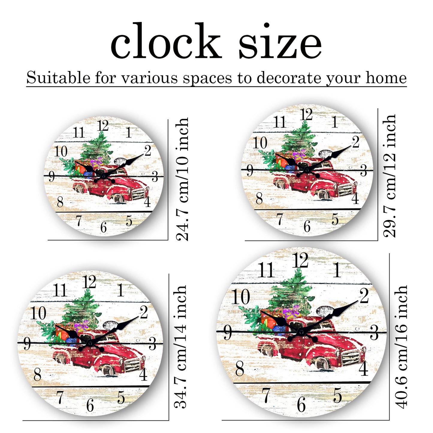 Farmhouse Christmas Wall Clock Retro style Silent Non-Ticking Battery Operated Christmas Decorations Indoor Home Decor Clearance