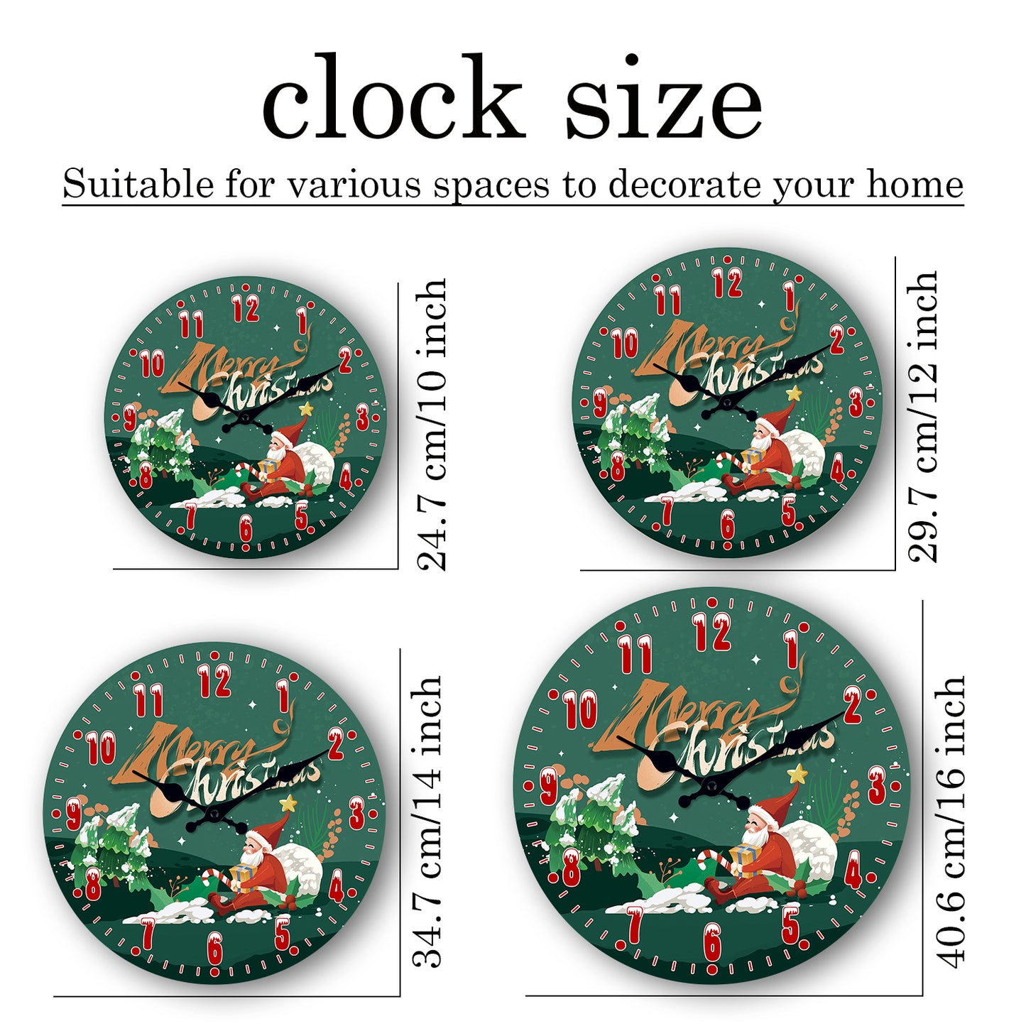 Santa Claus Christmas Decorations Wall Clock Silent Non-Ticking Battery Operated Christmas Decorations Clearance  Home Decor