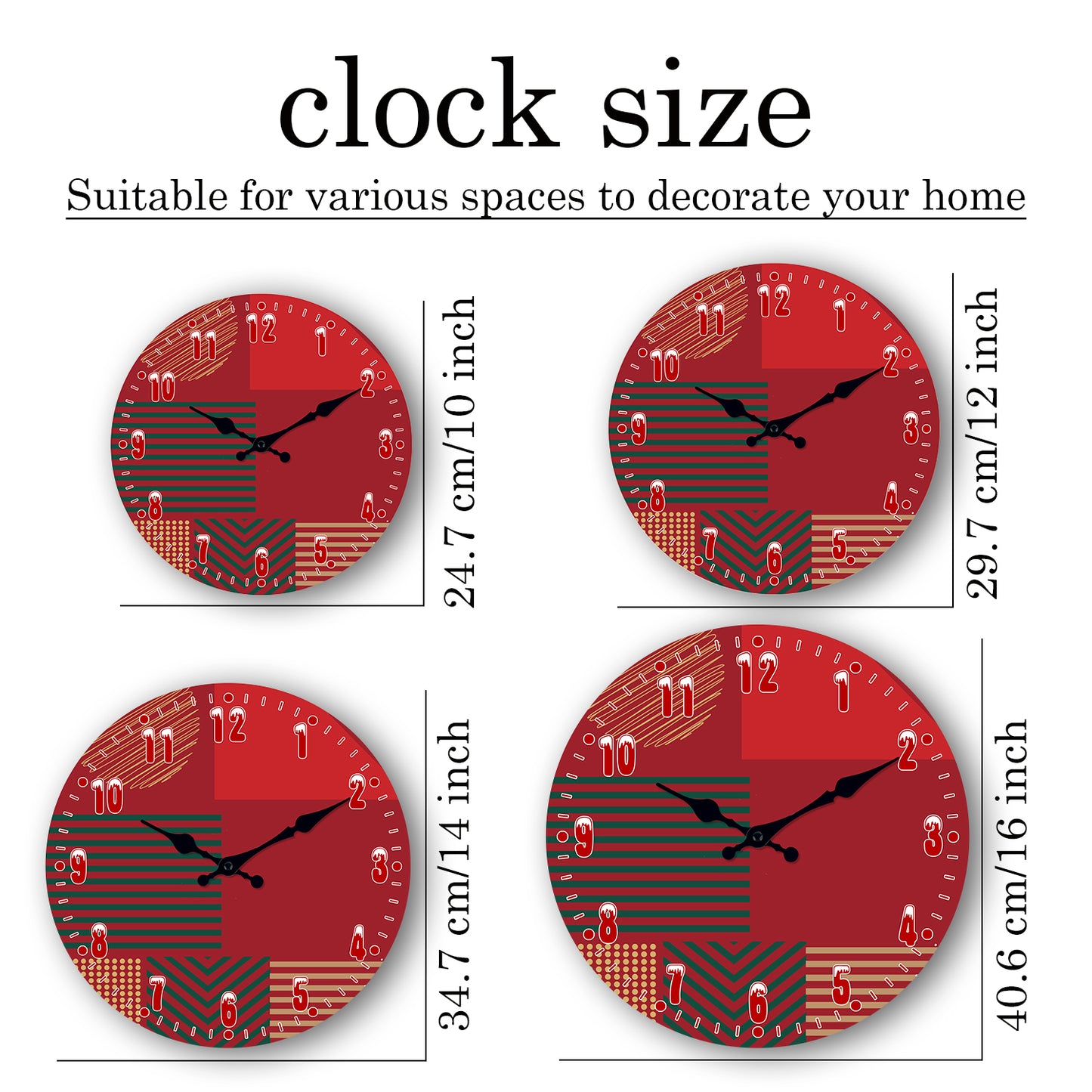 Christmas Wall Clock Silent Non-Ticking Battery Operated Christmas Decorations Indoor Home Decor Clearance