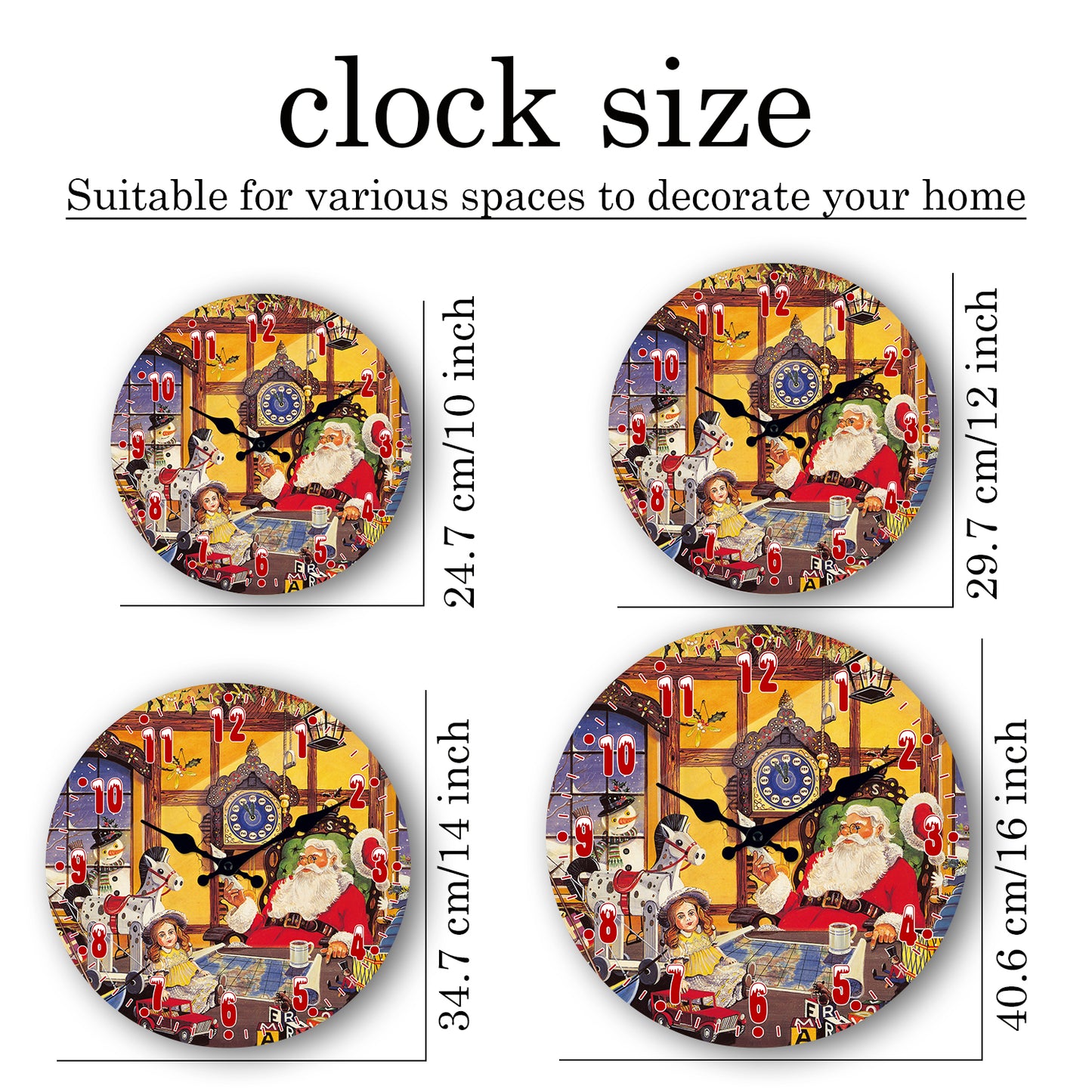 A letter from Santa Claus Christmas Wall Clock Silent Non-Ticking Battery Operated Christmas Decorations Indoor Home Decor Clearance