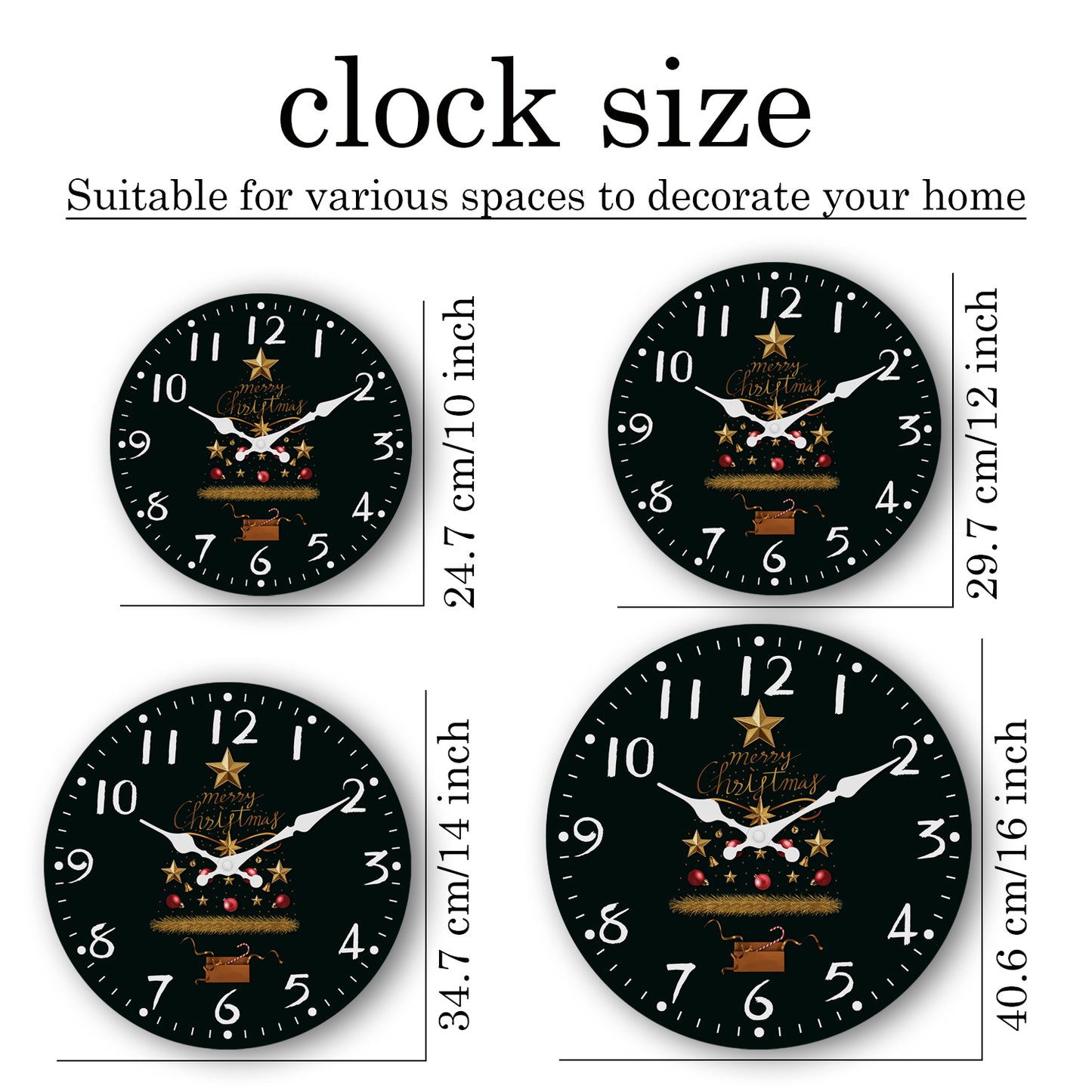 Christmas Tree Wall Clock Silent Non-Ticking Battery Operated Christmas Decorations Indoor Home Decor Clearance