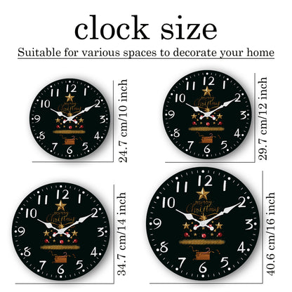 Christmas Tree Wall Clock Silent Non-Ticking Battery Operated Christmas Decorations Indoor Home Decor Clearance