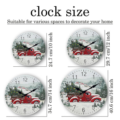 Farmhouse Christmas Wall Clock Silent Non-Ticking Battery Operated Christmas Decorations Indoor Home Decor Clearance