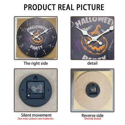 Halloween Wall Clock Pumpkin Party Decoration Clock Silent Non Ticking Battery Operated for Bedroom Kitchen Living Room School